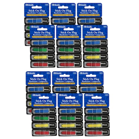 Bazic Neon Primary Color Printed Arrow Flags with Dispenser, 25 Flags, PK48 5171